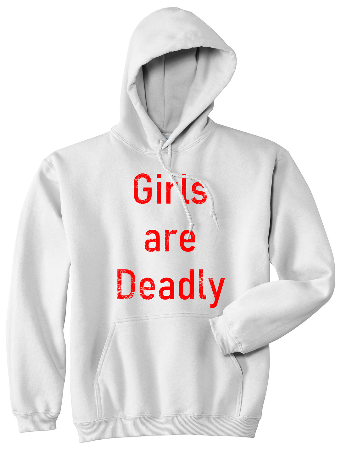 Girls Are Deadly Mens Pullover Hoodie White By Kings Of NY