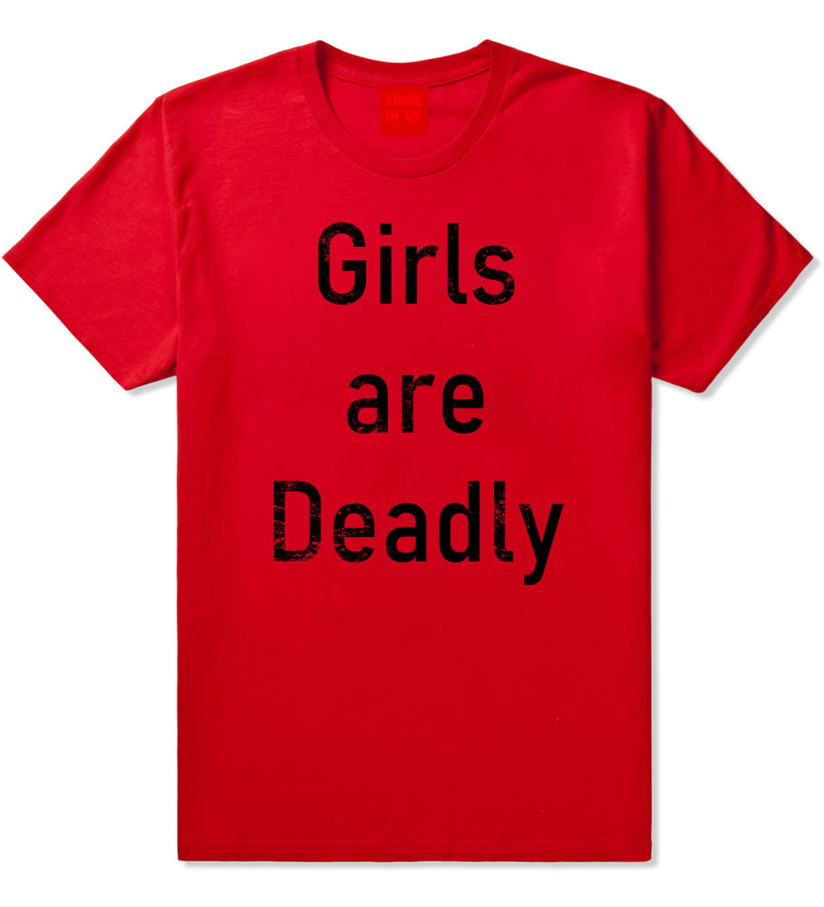 Girls Are Deadly Mens T-Shirt Red By Kings Of NY