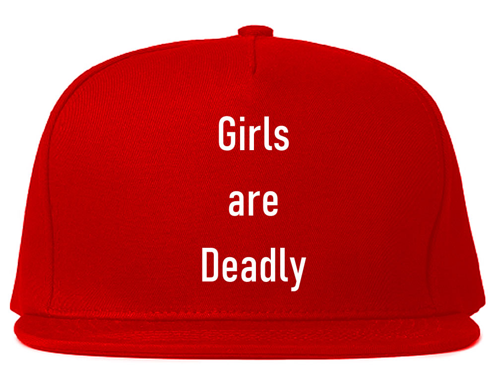 Girls Are Deadly Snapback Hat Red by KINGS OF NY