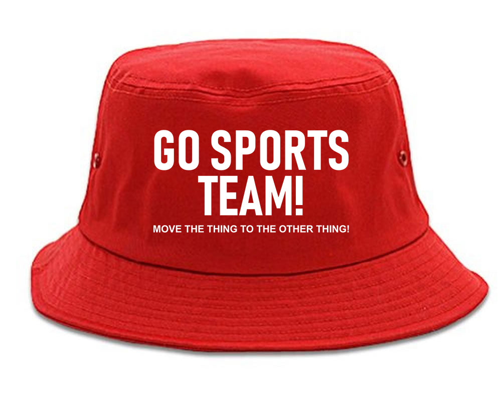 Go Sports Team Funny Mens Bucket Hat Red