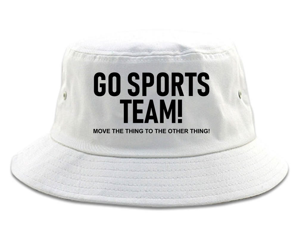 Go Sports Team Funny Mens Bucket Hat White