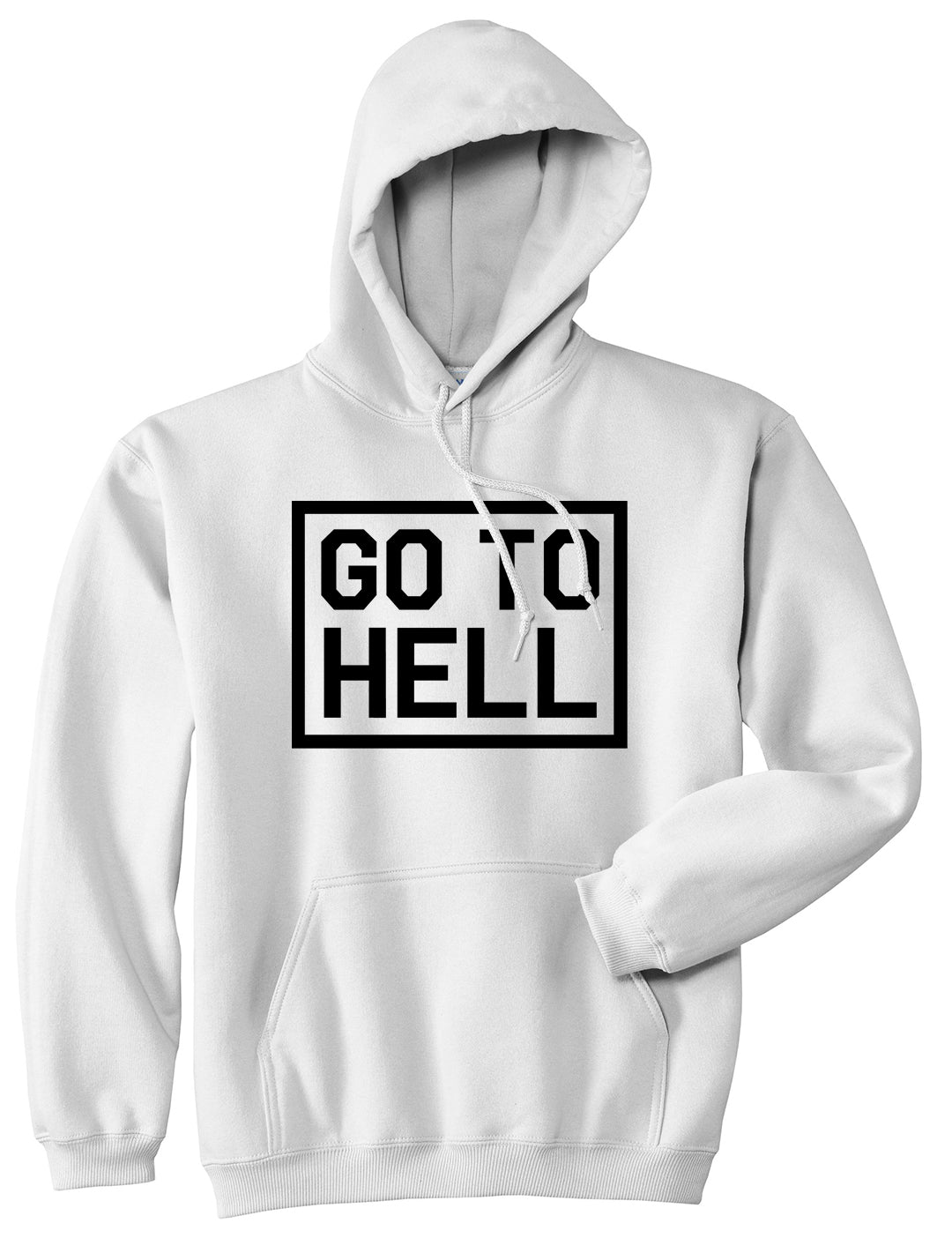 Go To Hell Mens White Pullover Hoodie by KINGS OF NY