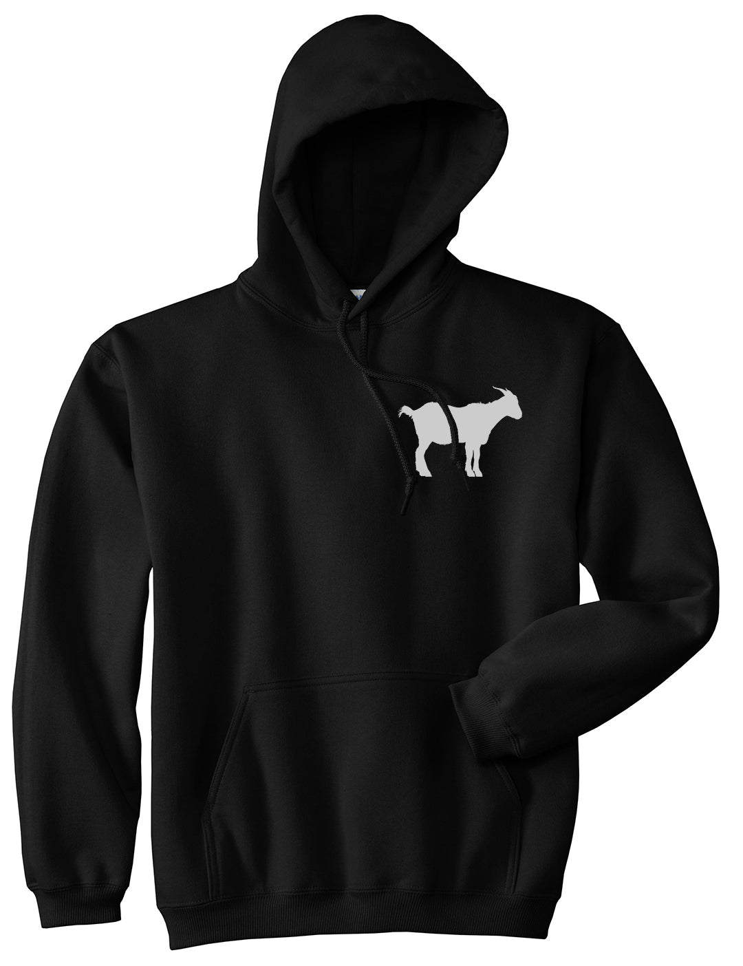 Goat Animal Chest Mens Black Pullover Hoodie by KINGS OF NY