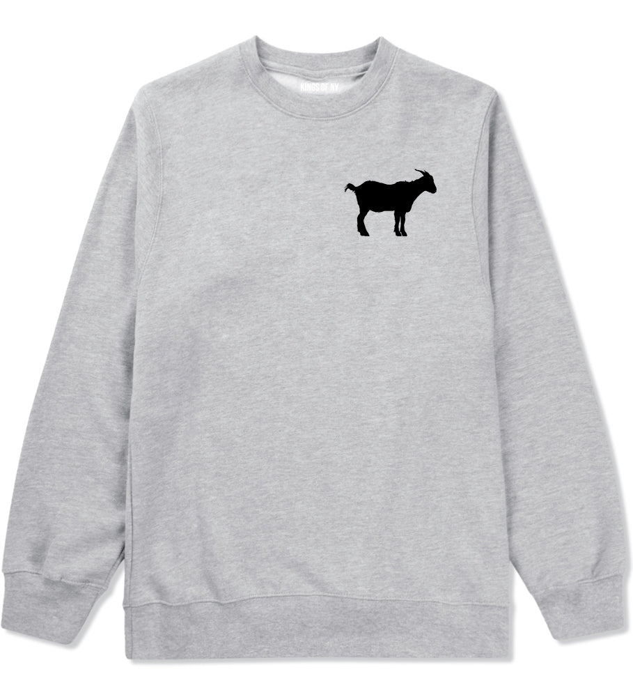 Goat Animal Chest Mens Grey Crewneck Sweatshirt by KINGS OF NY
