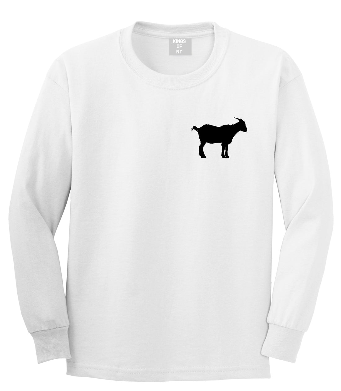 Goat Animal Chest Mens White Long Sleeve T-Shirt by KINGS OF NY
