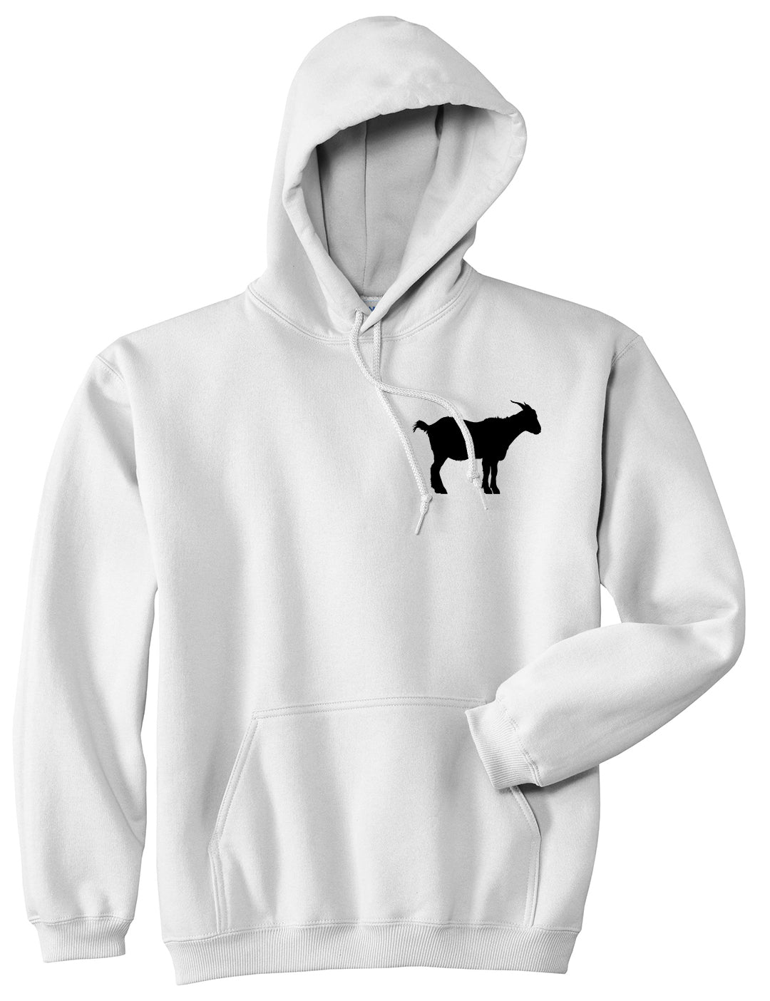 Goat Animal Chest Mens White Pullover Hoodie by KINGS OF NY