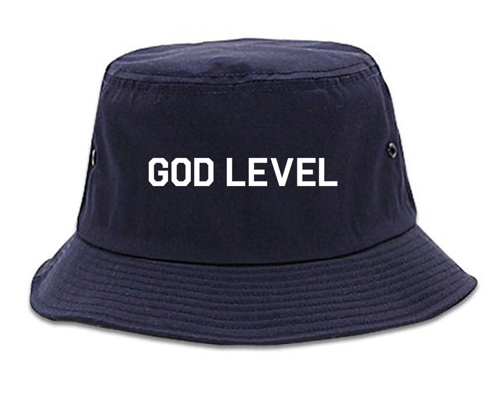 God Level Mens Bucket Hat Navy Blue