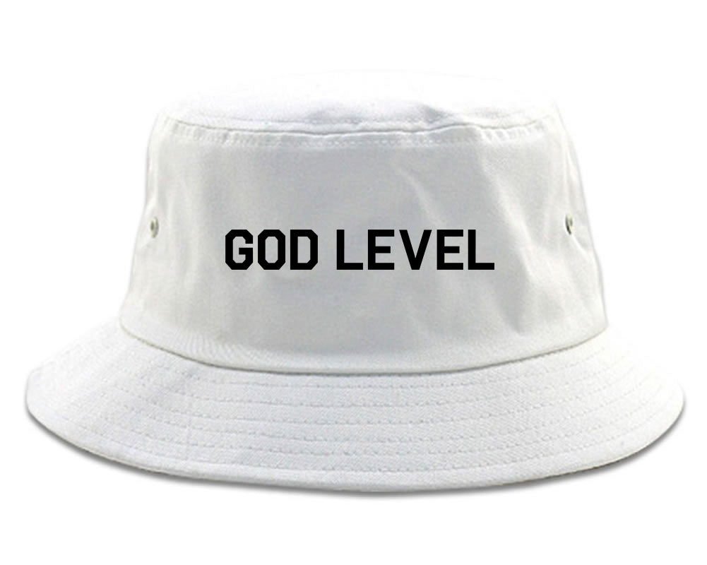 God Level Mens Bucket Hat White