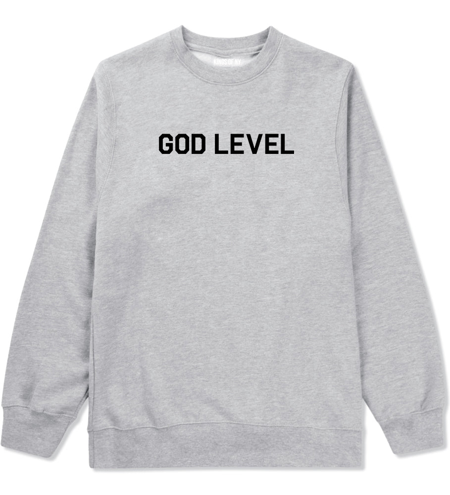 God Level Mens Crewneck Sweatshirt Grey by Kings Of NY