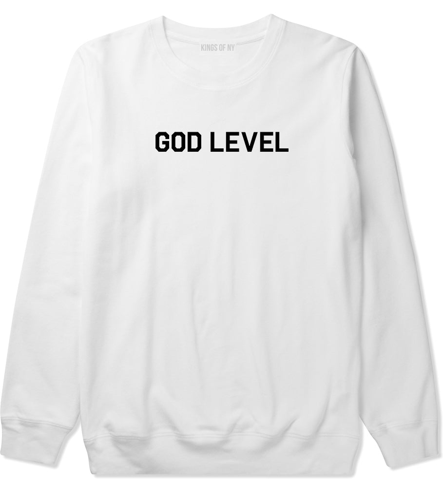 God Level Mens Crewneck Sweatshirt White by Kings Of NY