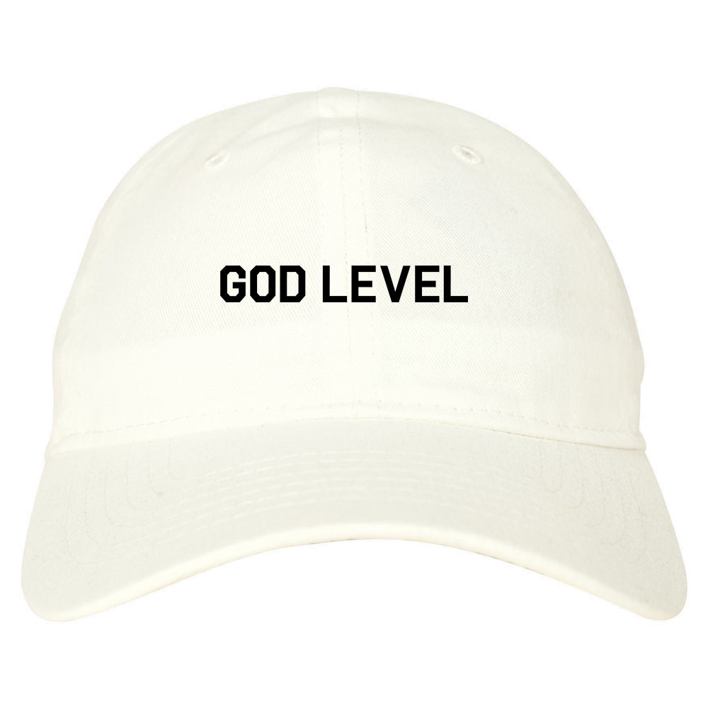 God Level Mens Dad Hat Baseball Cap White