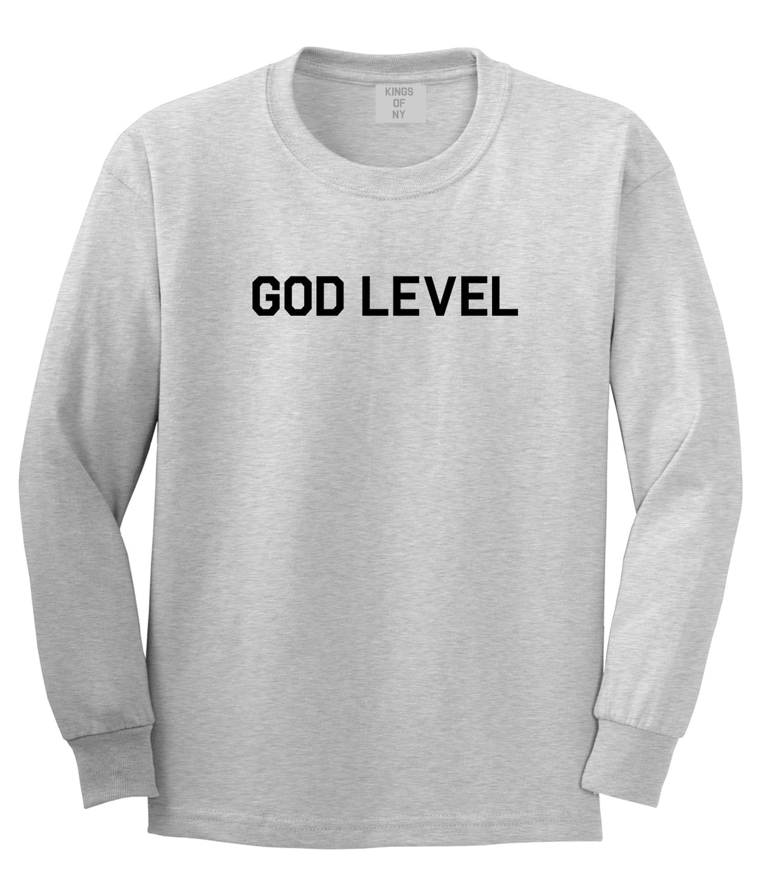 God Level Mens Long Sleeve T-Shirt Grey by Kings Of NY