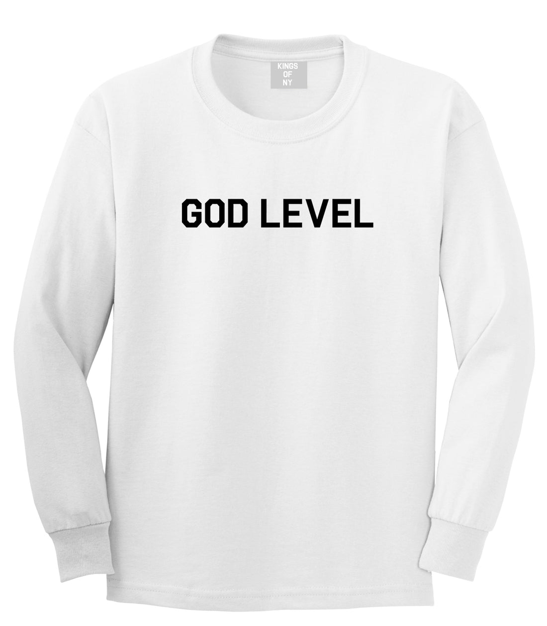 God Level Mens Long Sleeve T-Shirt White by Kings Of NY