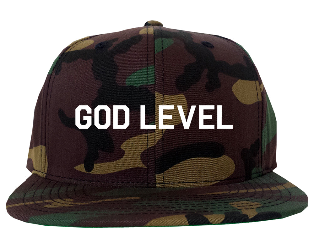 God Level Mens Snapback Hat Camo