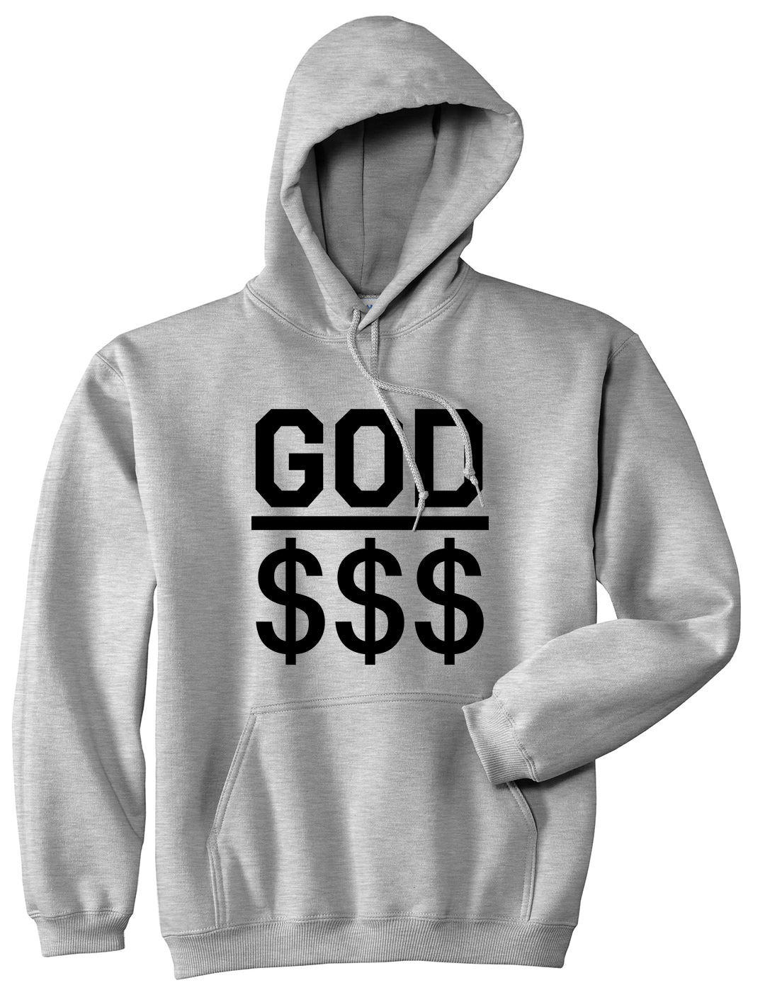 God Over Money Mens Pullover Hoodie Grey