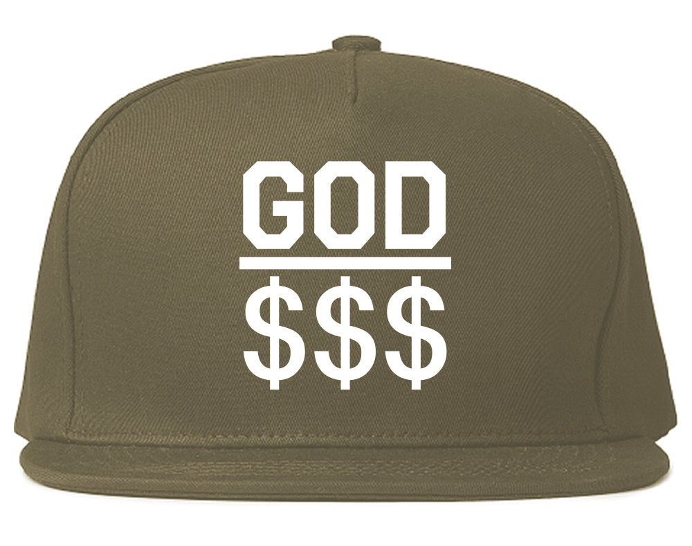 God Over Money Mens Snapback Hat Grey