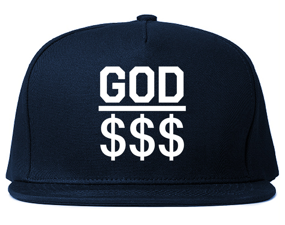 God Over Money Mens Snapback Hat Navy Blue