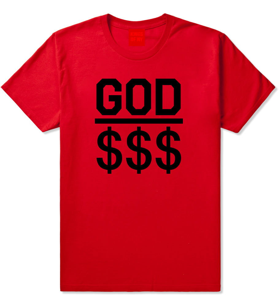 God Over Money Mens T Shirt Red