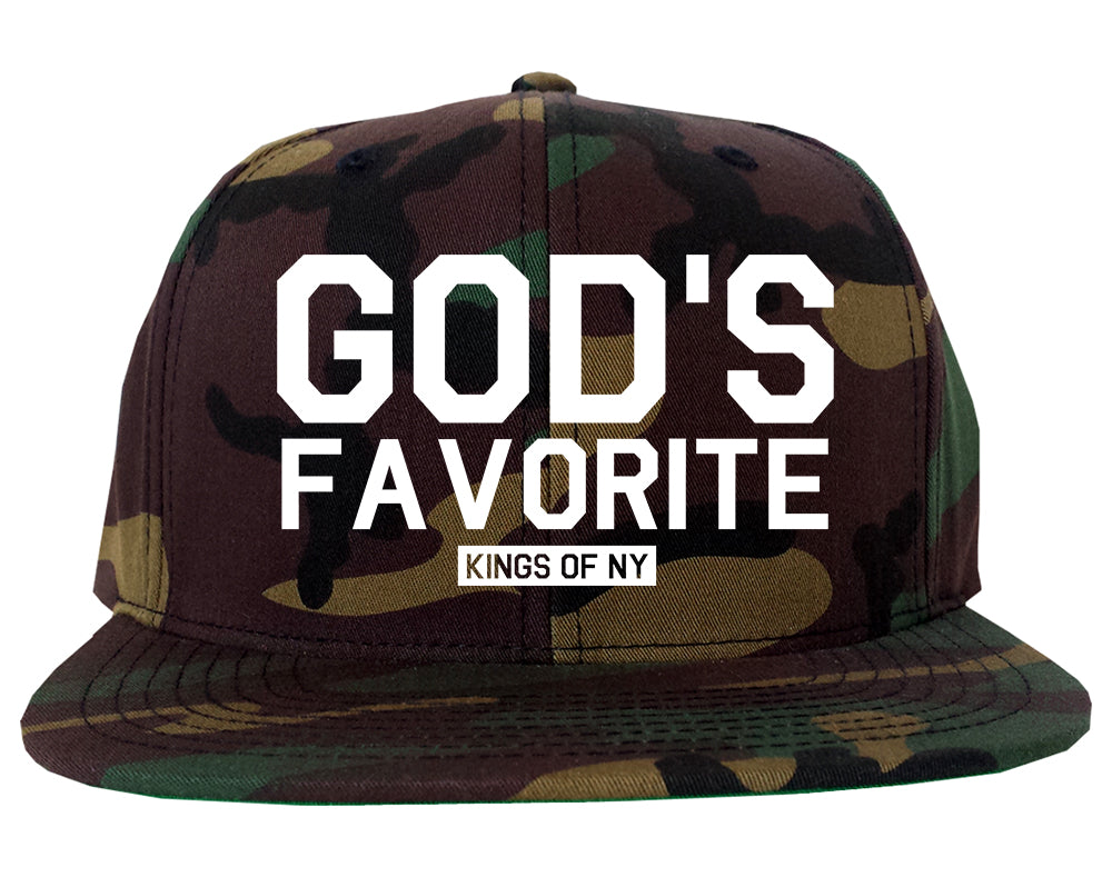 Gods Favorite Kings Of NY Mens Snapback Hat Green Camo