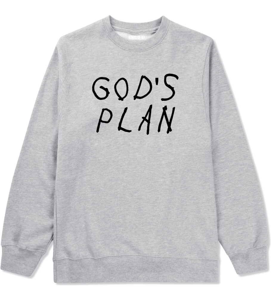 Gods Plan Mens Crewneck Sweatshirt Grey