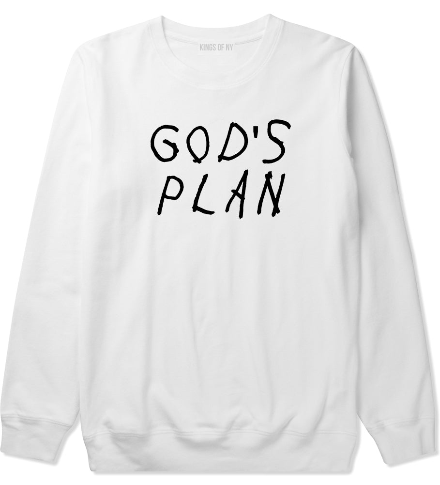 Gods Plan Mens Crewneck Sweatshirt White