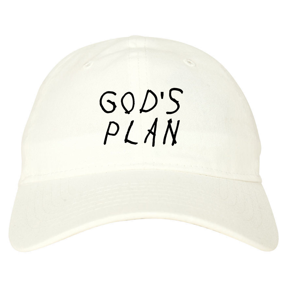 Gods Plan Mens Dad Hat Baseball Cap White
