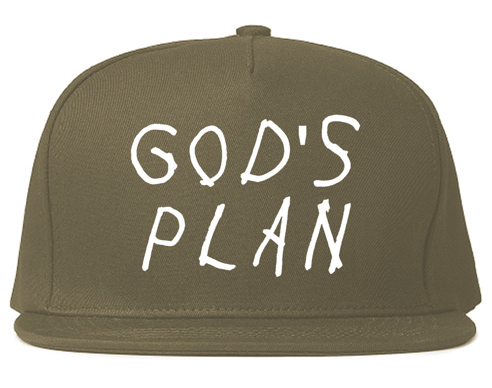 Gods Plan Mens Snapback Hat Grey