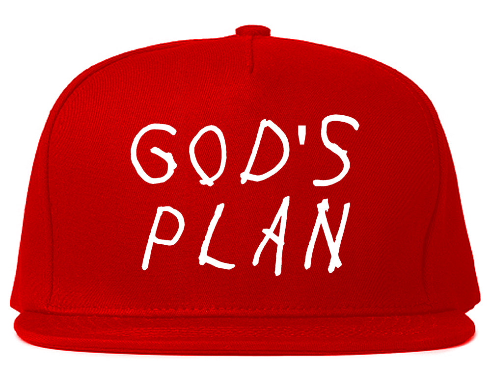 Gods Plan Mens Snapback Hat Red