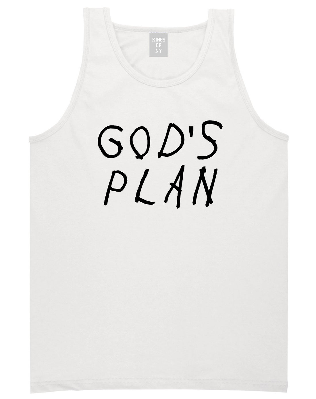 Gods Plan Mens Tank Top Shirt White