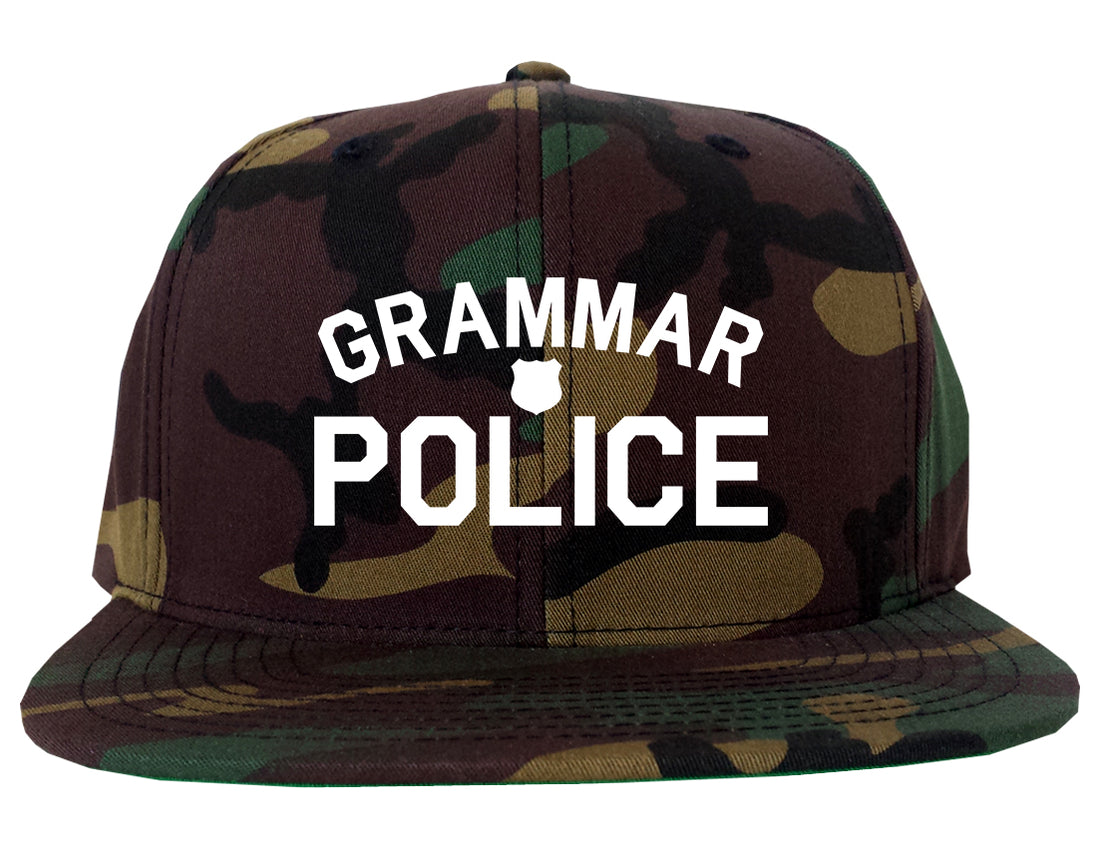 Grammar_Police_Gag Camo Snapback Hat