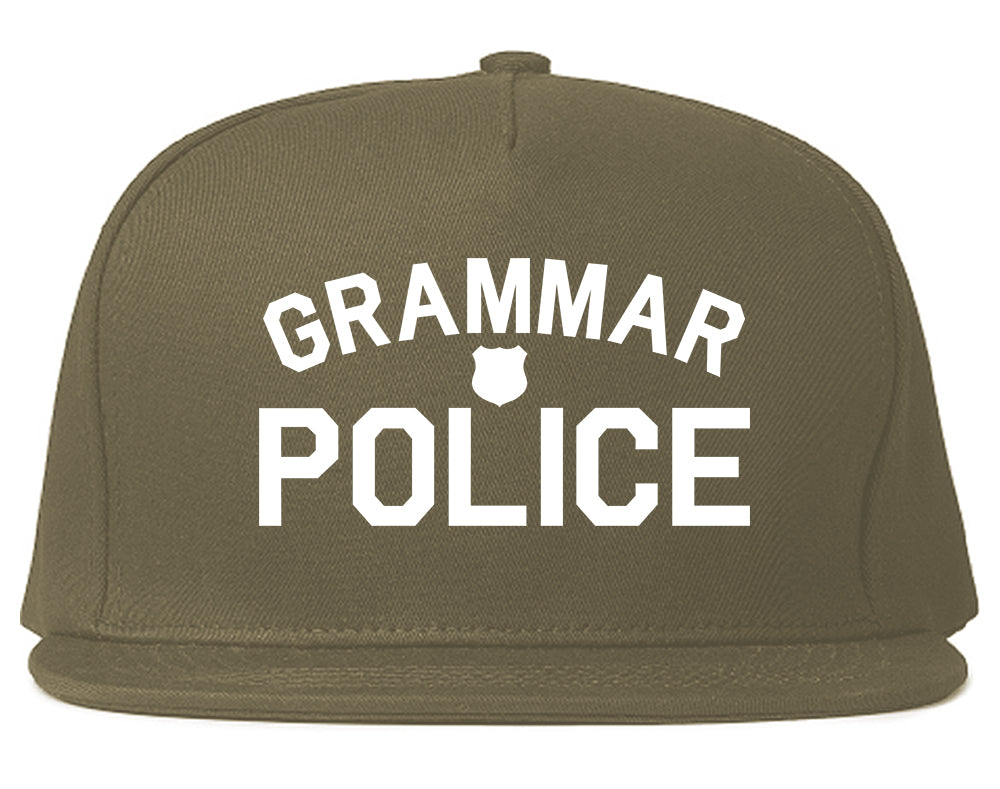 Grammar_Police_Gag Grey Snapback Hat