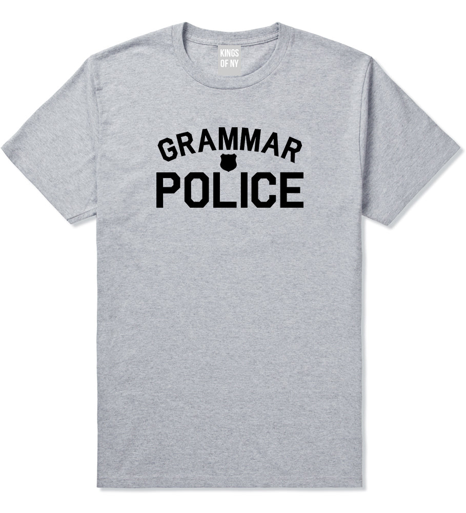 Grammar Police Gag Mens Grey T-Shirt by KINGS OF NY