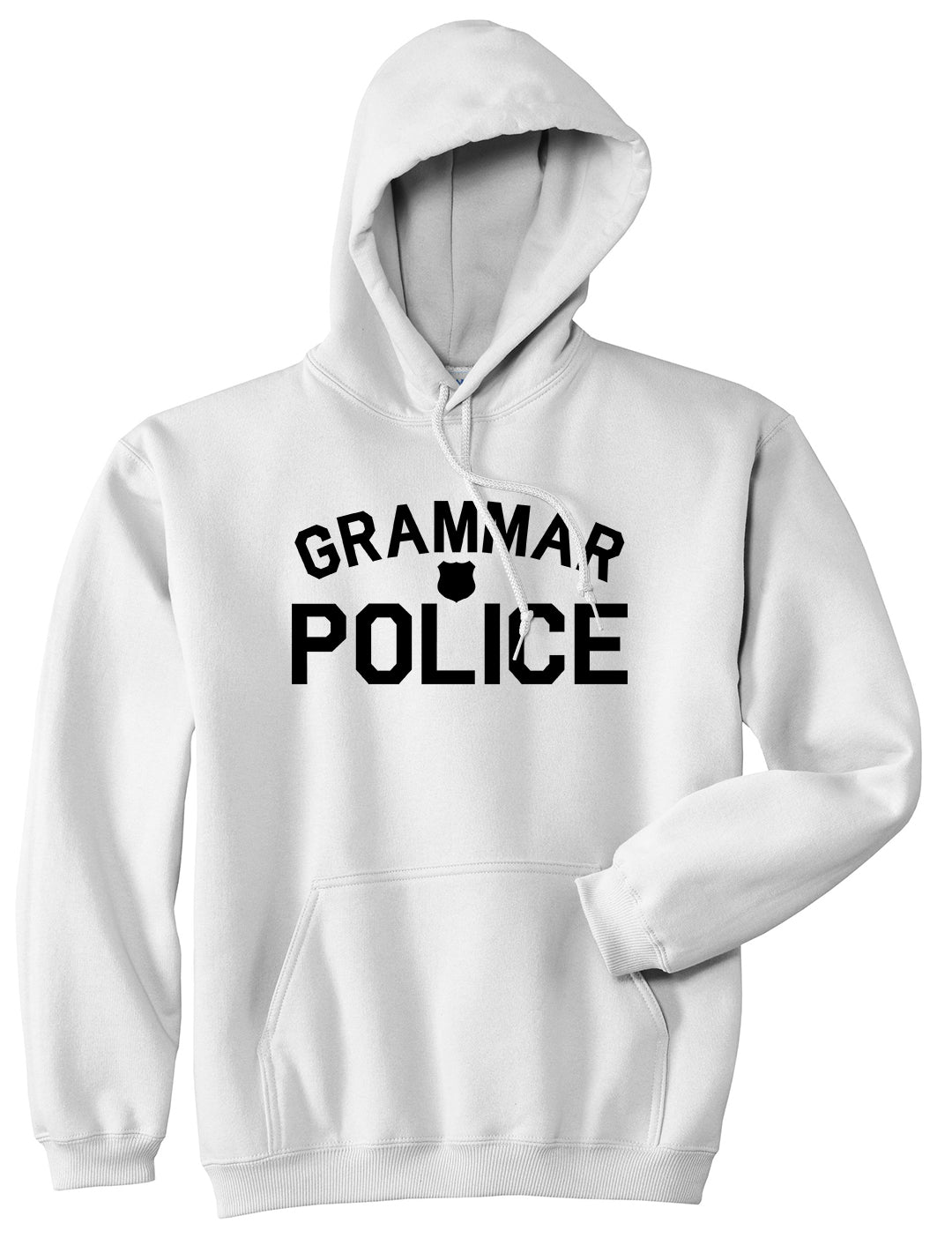 Grammar Police Gag Mens White Pullover Hoodie by KINGS OF NY