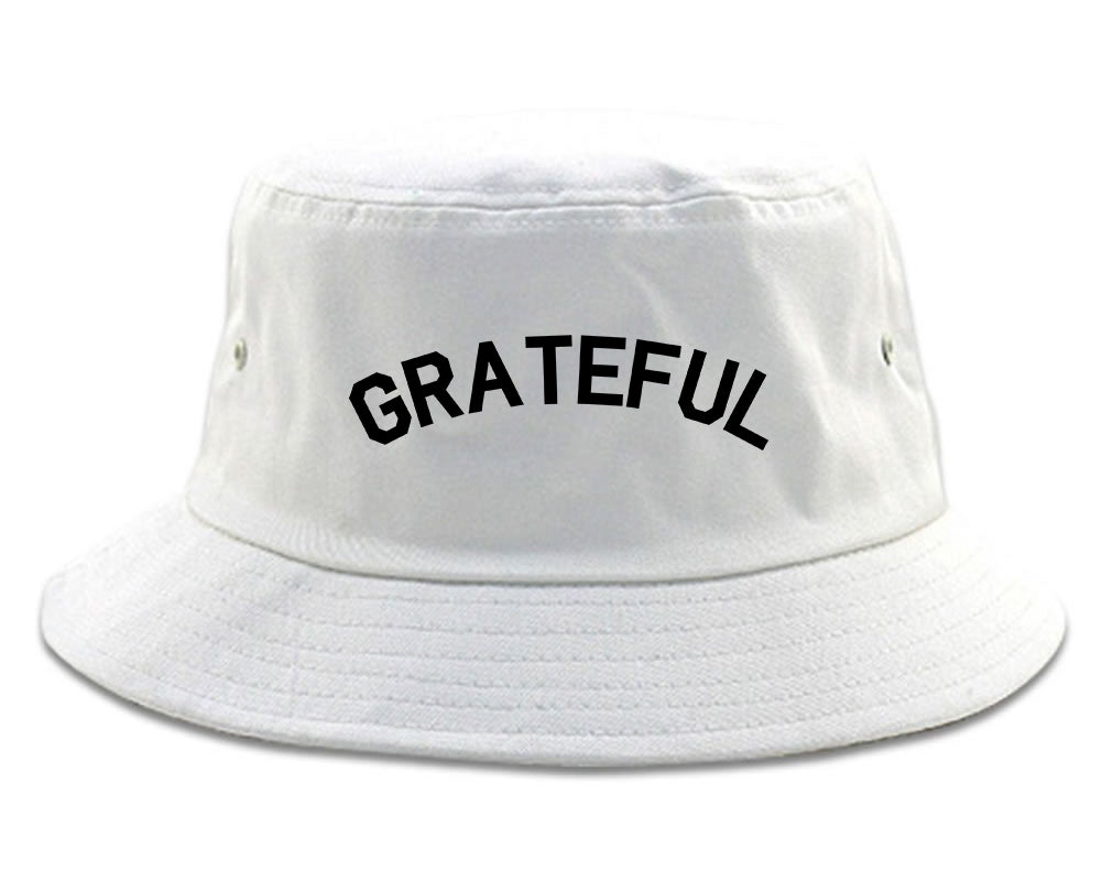Grateful Thankful Mens Snapback Hat White