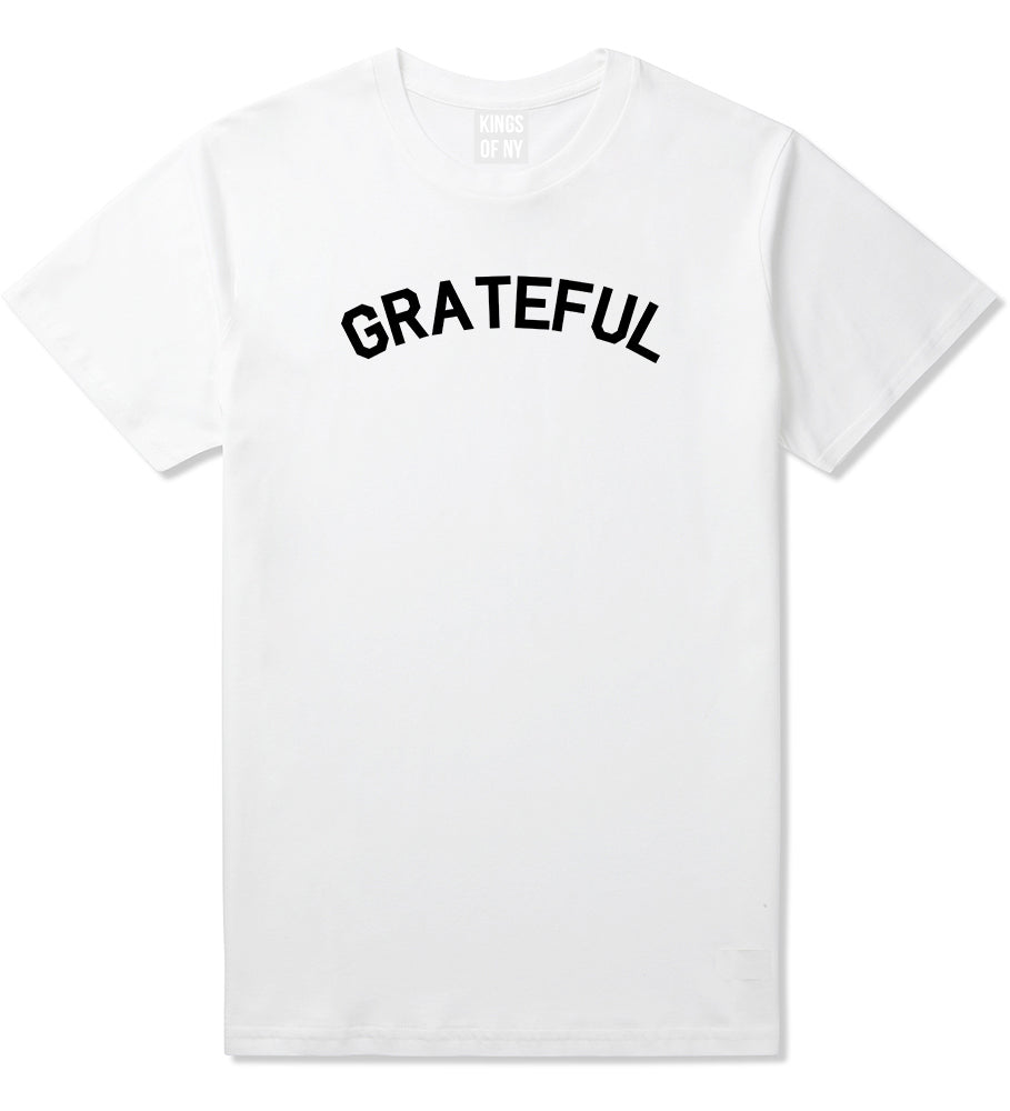 Grateful Thankful Mens T Shirt White
