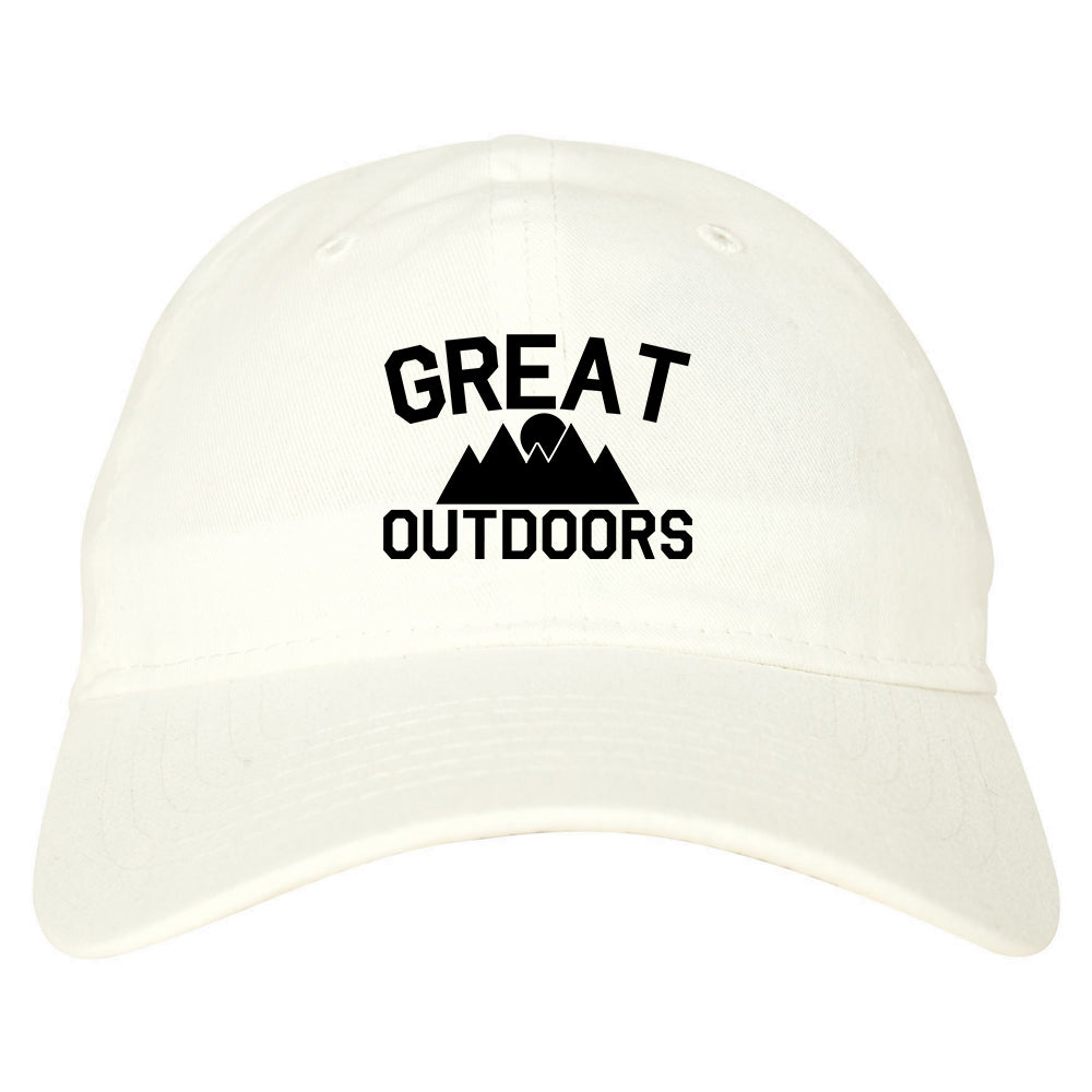 Great Outdoors Camping Mens Dad Hat Baseball Cap White