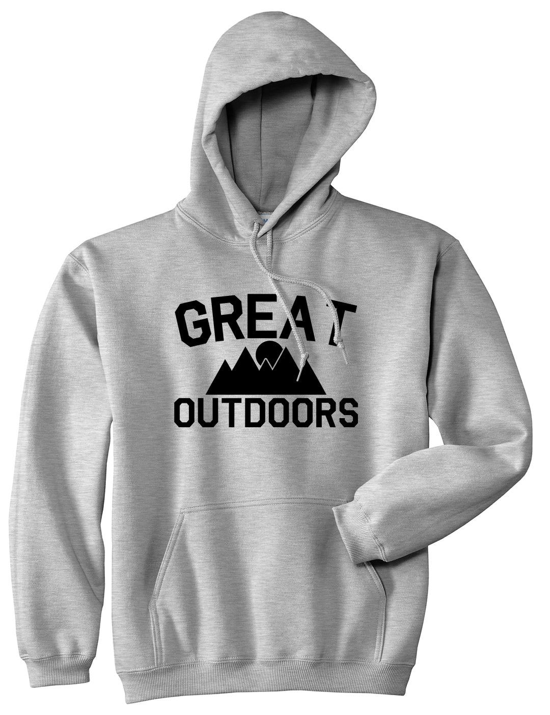 Great Outdoors Camping Mens Pullover Hoodie Grey