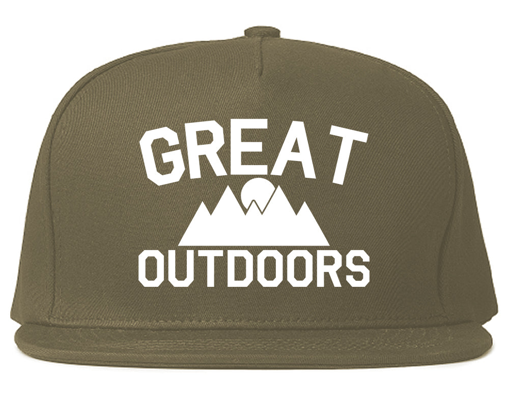 Great Outdoors Camping Mens Snapback Hat Grey