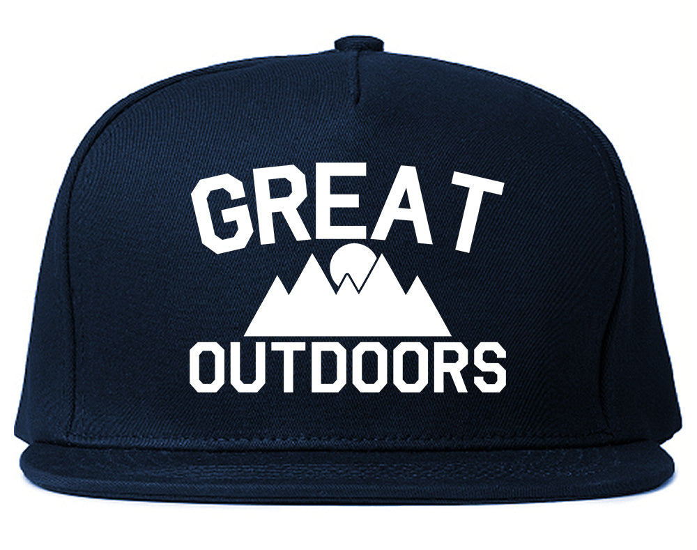 Great Outdoors Camping Mens Snapback Hat Navy Blue