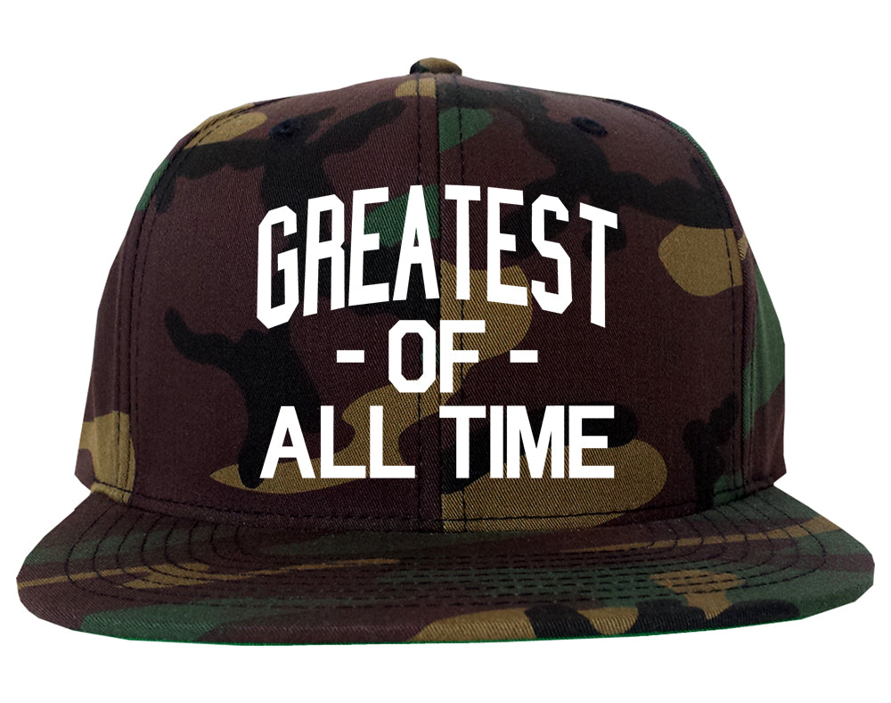 Greatest Of All Time GOAT Mens Snapback Hat Camo