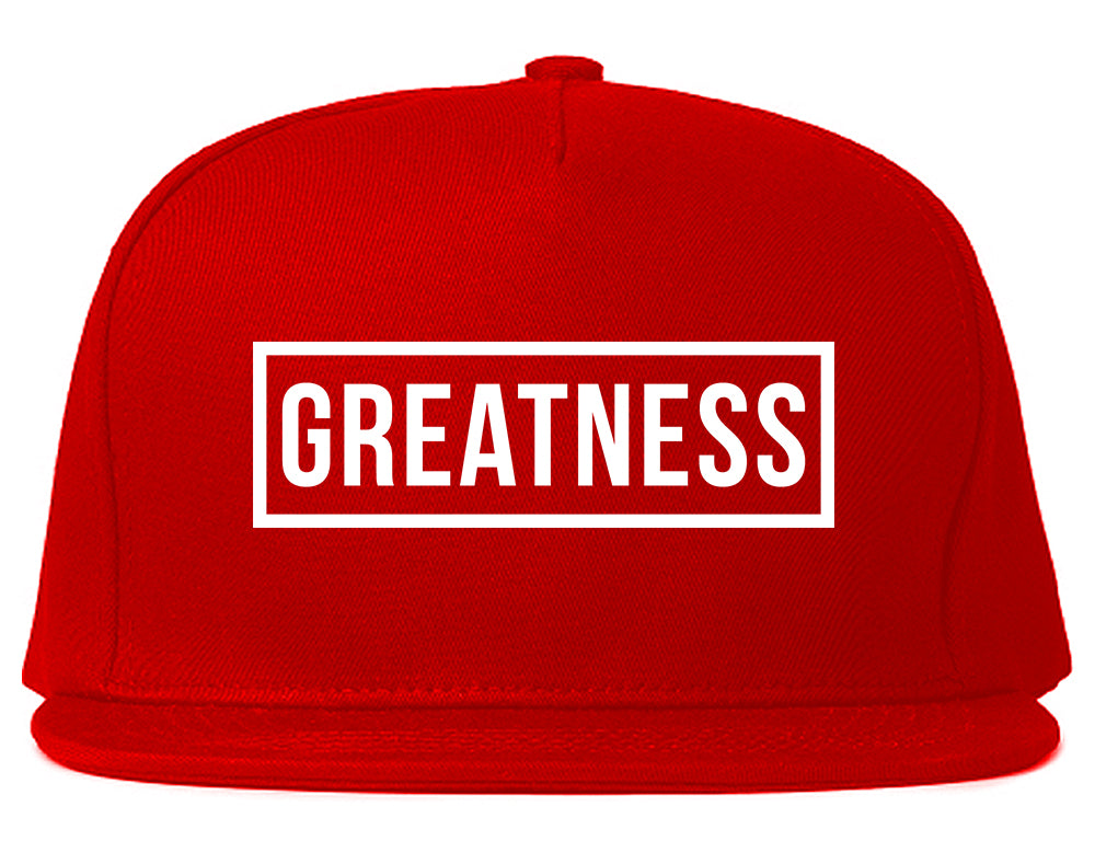 Greatness Box Mens Snapback Hat Red