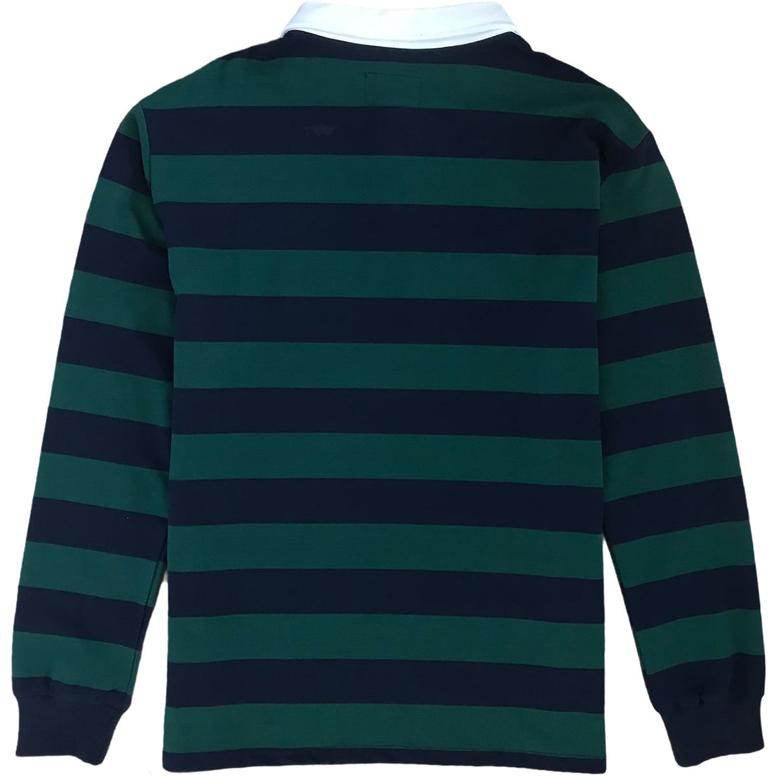 Green And Navy Blue Striped Mens Long Sleeve Rugby Shirt Back