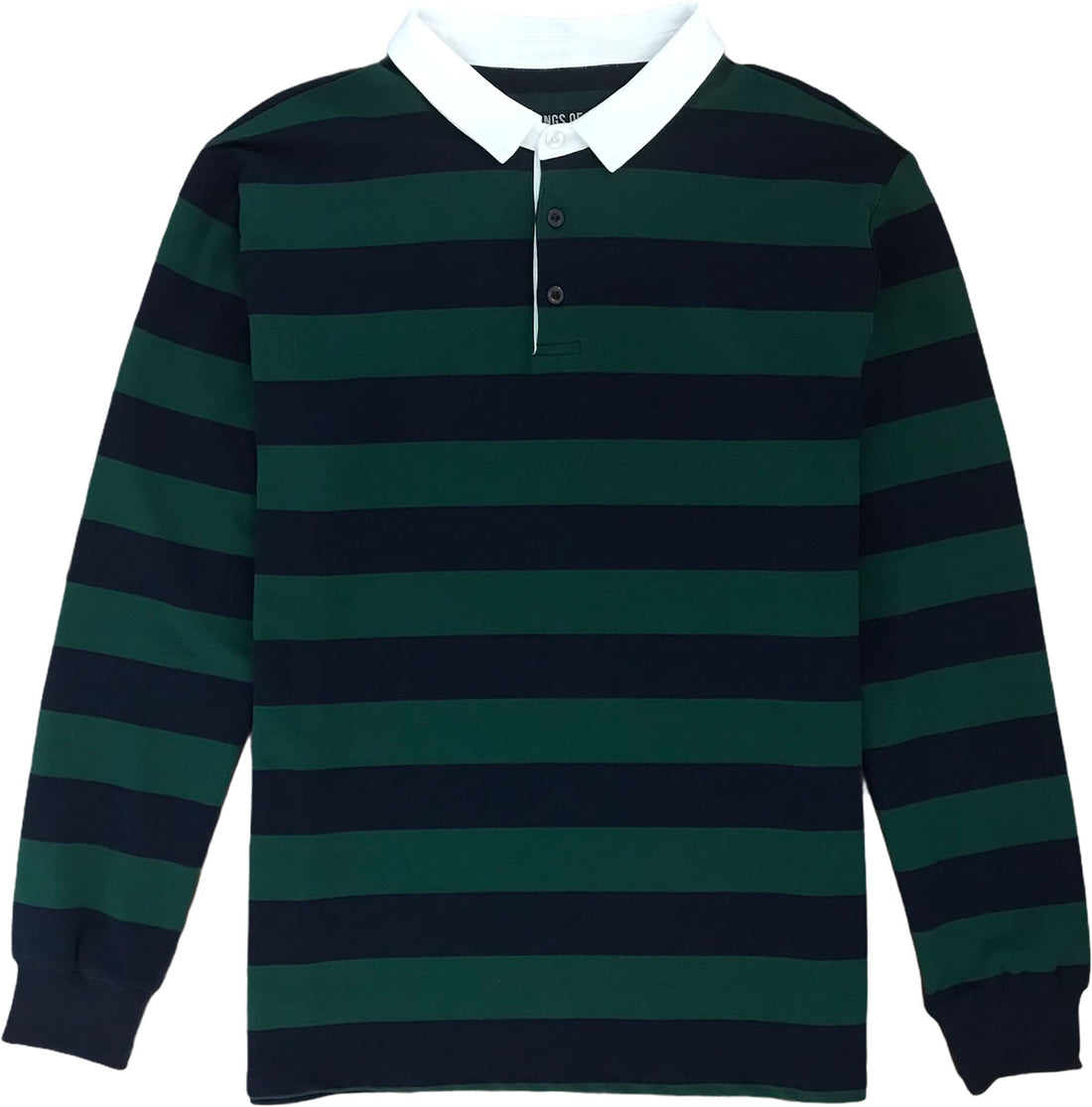 Green And Navy Blue Striped Mens Long Sleeve Rugby Shirt