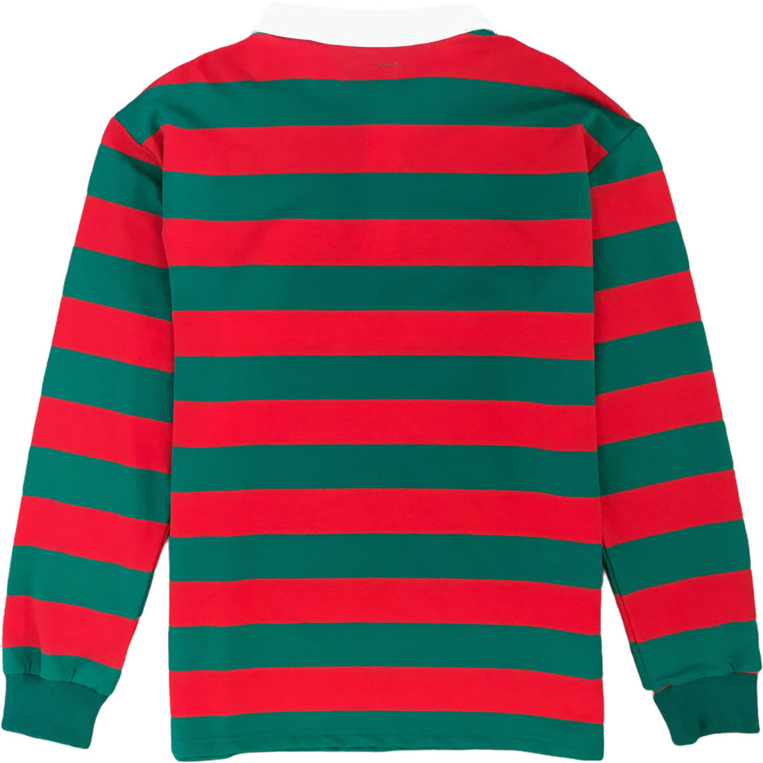 Green And Red Striped Mens Long Sleeve Rugby Shirt Back