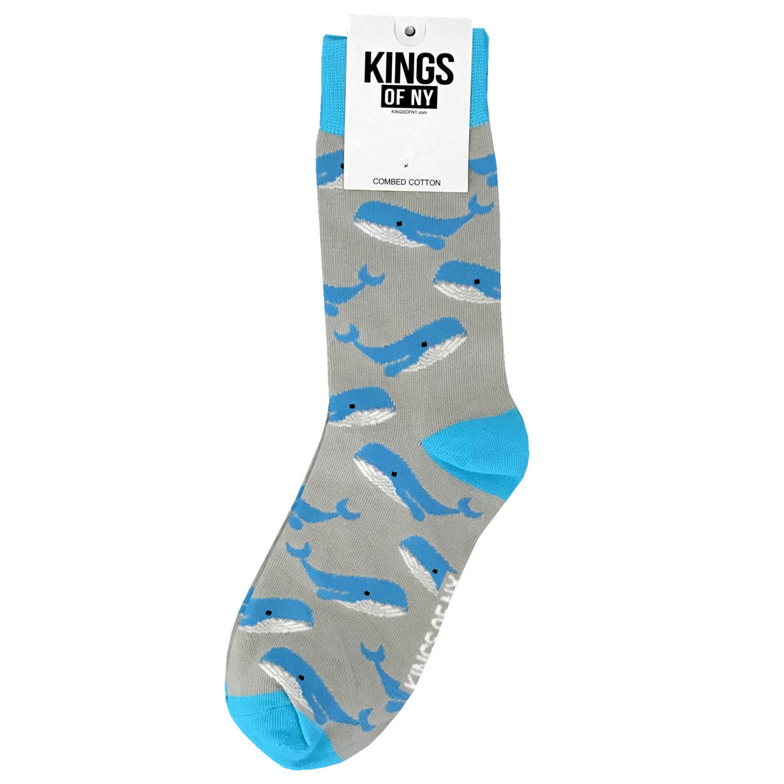 Grey Blue Whale Animal Mens Cotton Socks