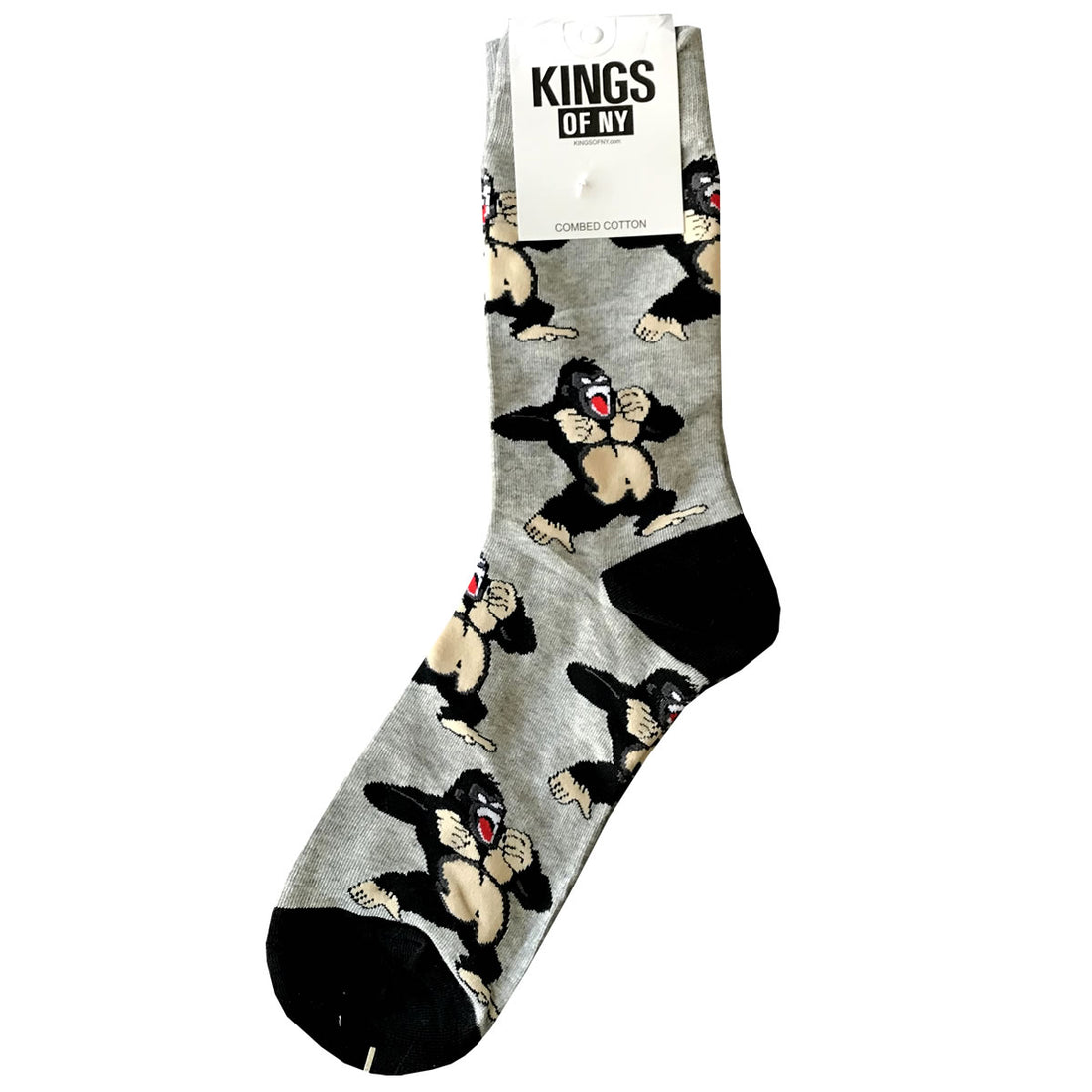 Grey Silverback Gorilla Mens Cotton Socks by KINGS OF NY