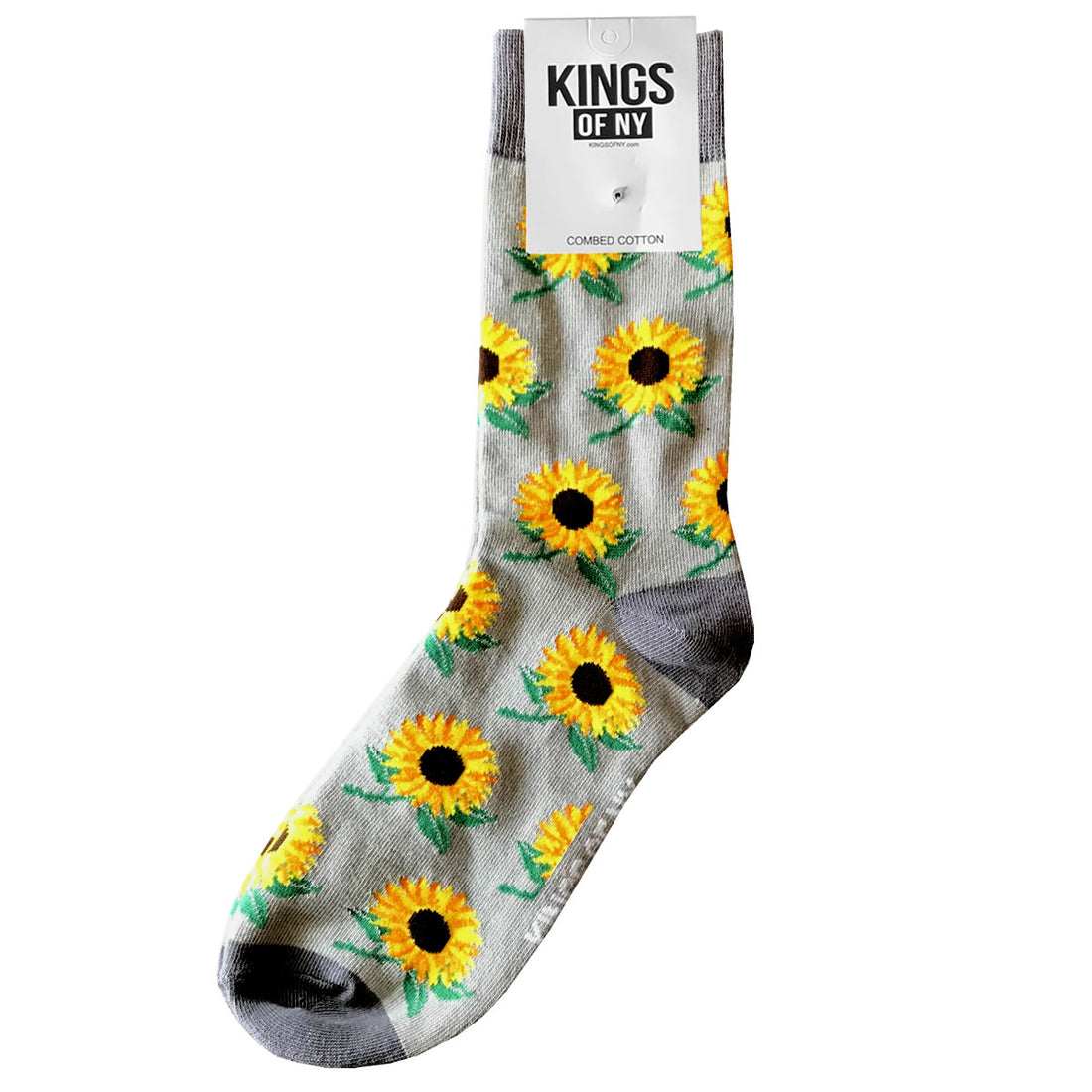 Grey Sunflower Floral Mens Socks