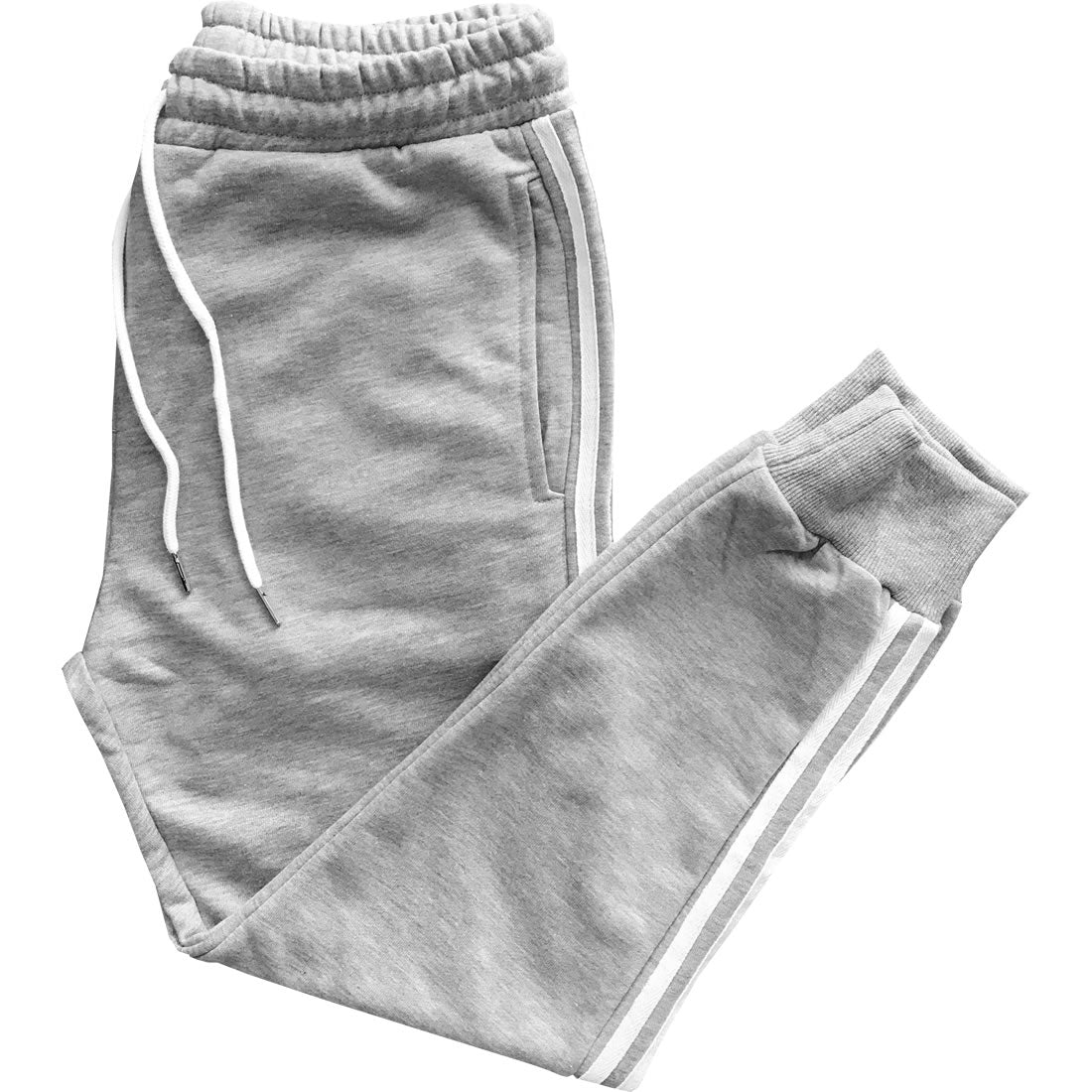 Grey with White Stripes Jogger Sweatpants Side