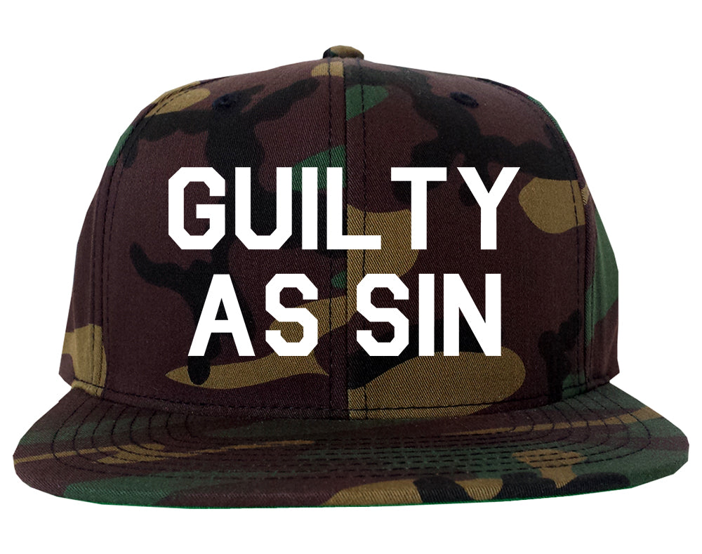 Guilty As Sin Mens Snapback Hat Camo