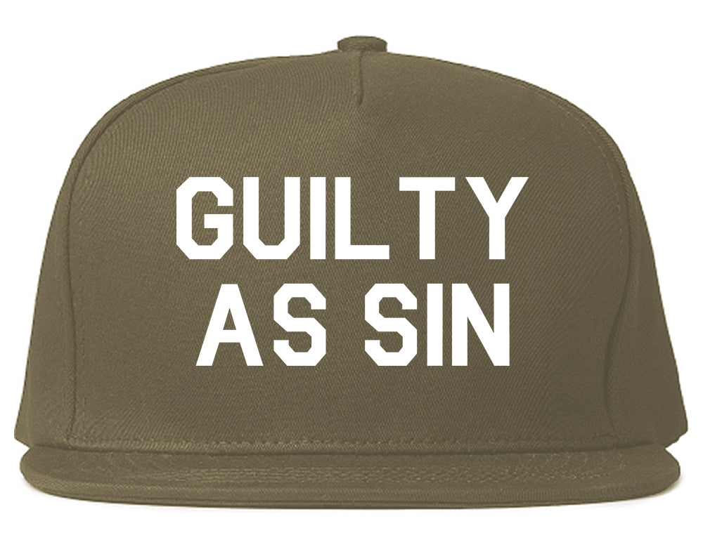 Guilty As Sin Mens Snapback Hat Grey